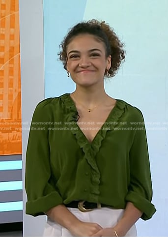 Laurie Hernandez's green ruffle blouse on Today