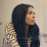Layla’s brown striped cardigan on The Secret Lives of Mormon Wives