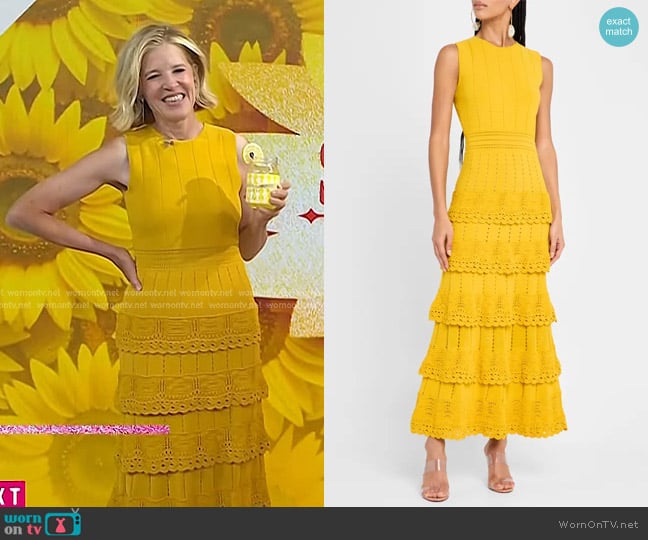 Lela Rose;s yellow crochet tiered dress on Today