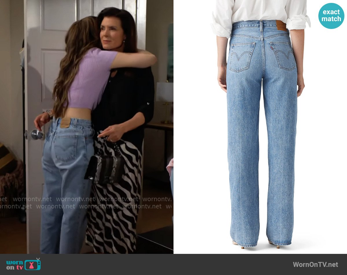Levis Ribcage High Waist Wide Leg Jeans worn by Luna (Lisa Yamada) on The Bold and the Beautiful