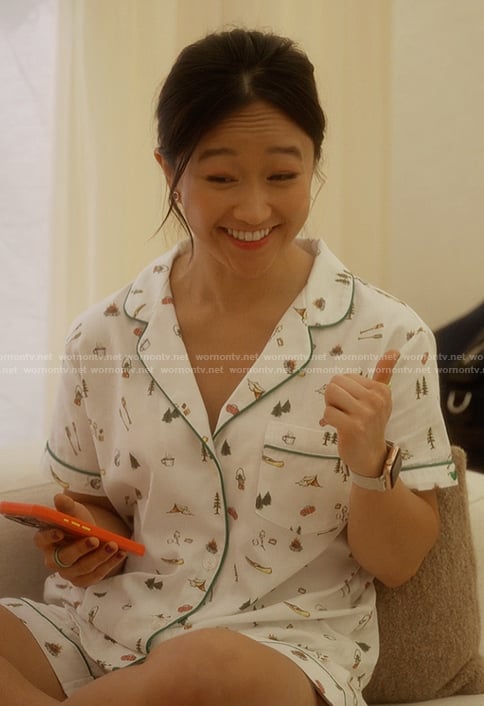 Lily's white floral pajama set on And Just Like That