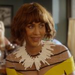 Lisa’s striped sheer coat on And Just Like That