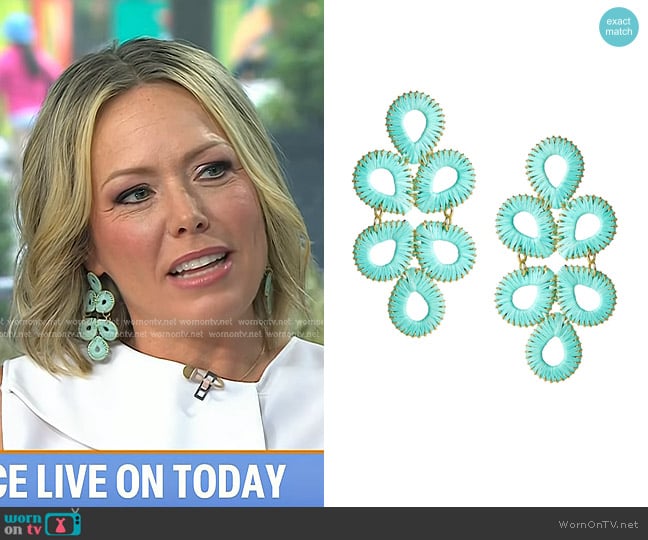 Lisi Lerch Teardrop Dangle Earrings in Straw Turquois worn by Dylan Dreyer on Today