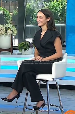 Liv Perez’s black wrap top and pants on Today