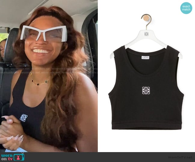Loewe Cropped Anagram tank top in cotton worn by Drew Sidora on The Real Housewives of Atlanta