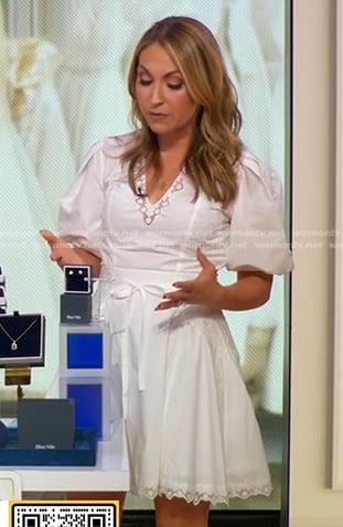 Lori's white v-neck puff sleeve dress on Good Morning America