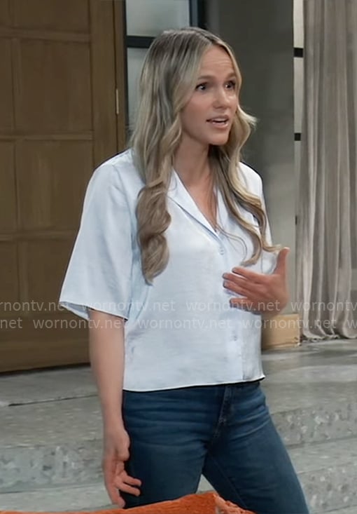 Lulu's light blue button down top on General Hospital