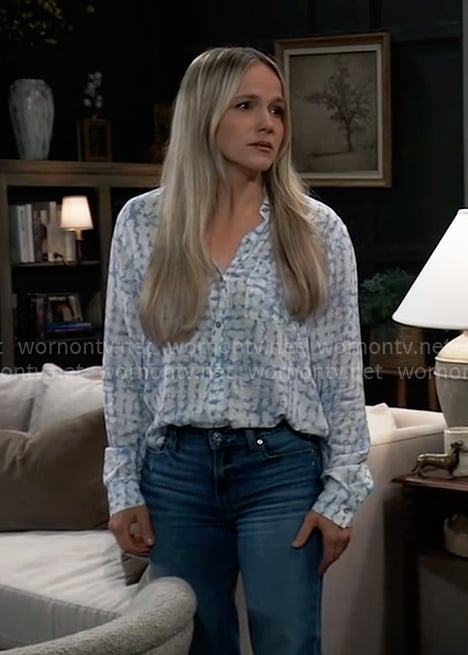 Lulu's blue and white printed shirt on General Hospital