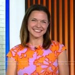 Maggie Rulli’s pink and orange print dress on Good Morning America