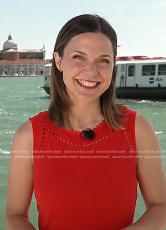 Maggie Rulli’s red dot cutout dress on Good Morning America