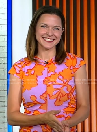 Maggie Rulli's pink and orange print dress on Good Morning America