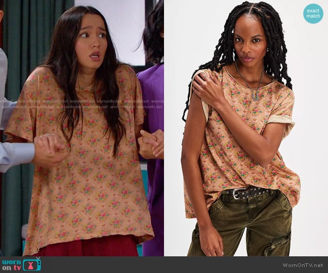 Magnolia Pearl Vintage Rose Tee in Brown worn by Sophia Choi (Rachel Boyd) on Days of our Lives