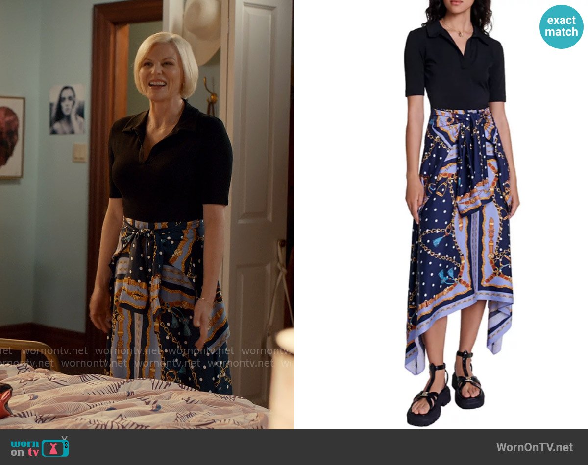Maje Raprichaine Mixed Media Dress worn by Ellen Baker (Jennifer Robertson) on Ginny & Georgia