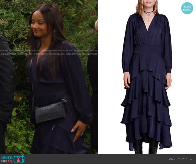 Chanel’s navy layered dress on Days of our Lives
