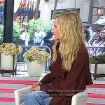 Mamie Gummer’s brown patent mules on Today