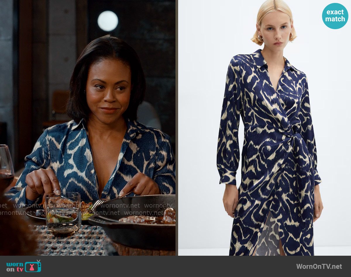 Mango Knot Print Dress worn by Simone (Vinessa Antoine) on Ginny & Georgia