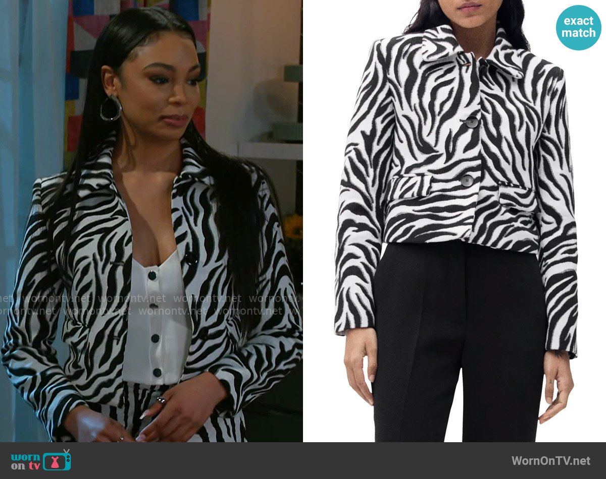 Chelsea’s zebra print jacket on Beyond the Gates