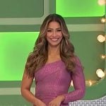 Manuela’s pink one-shoulder mini dress on The Price is Right