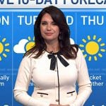 Maria’s white button front dress with bow on Today
