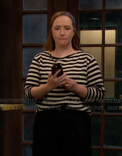 Mariah's striped long sleeve top on The Young and the Restless