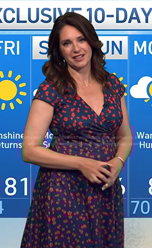 Maria's navy and red floral print dress on Today