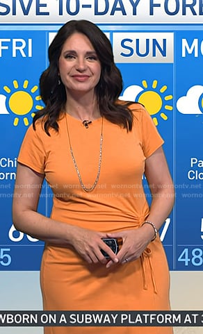 Maria's orange ruched drawstring dress on Today
