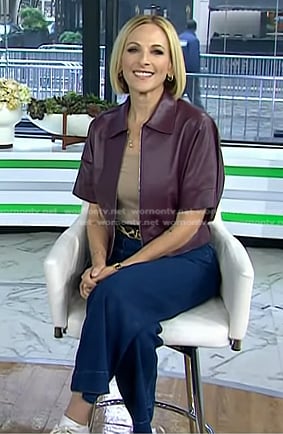 Marlee Matlin’s burgundy short sleeve leather jacket on Today