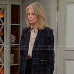 Marlena’s navy windowpane blazer on Days of our Lives