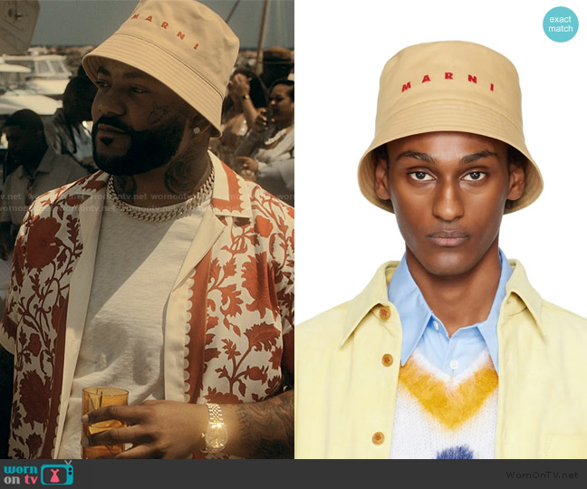 Marni Logo Cotton Gabardine Bucket Hat worn by Knuck (Cortez Smith) on The Chi