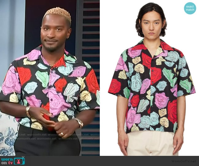 Marni Orion Print Poplin Bowling Shirt worn by Scott Evans on Access Hollywood