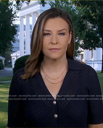 Mary’s navy pointelle top on Good Morning America