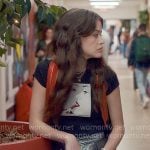 Maxine’s black comic graphic tee and metallic shorts on Ginny & Georgia