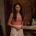 Maxine’s white icon print shorts on Ginny & Georgia