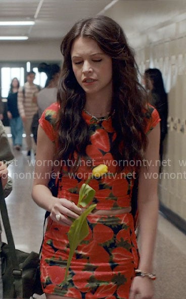 Maxine’s strawberry print top and skirt set on Ginny & Georgia