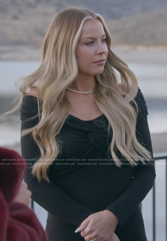 Mayci’s black twist front dress on The Secret Lives of Mormon Wives