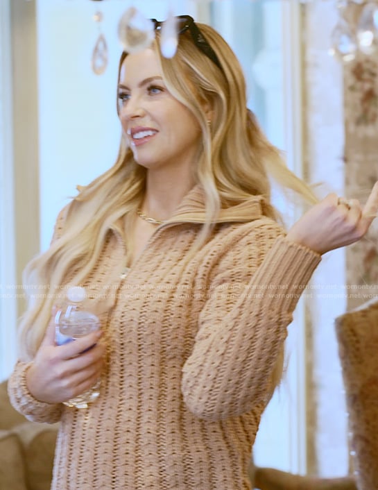 Mayci’s beige cable knit sweater on The Secret Lives of Mormon Wives