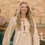 Mayci’s beige bow front dress on The Secret Lives of Mormon Wives