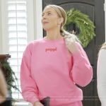 Mayci’s pink sweatshirt and pants on The Secret Lives of Mormon Wives