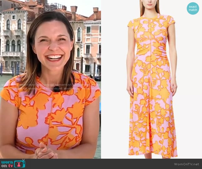  Floral-Print Cap-Sleeved Jersey Maxi Dress Me + Em worn by Maggie Rulli on Good Morning America