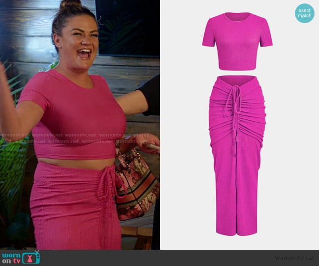 Micas Textured Crop Top and Drawstring Ruched Skirt Set worn by Brittany Cartwright on The Valley
