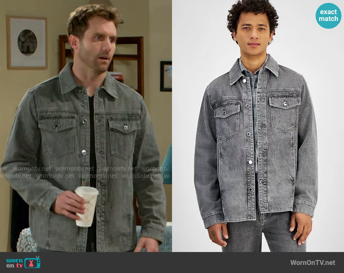 Michael Kors Regular-Fit Denim Shirt Jacket worn by Derek Baldwin (Ben Gavin) on Beyond the Gates