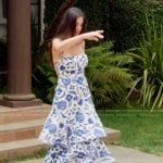 Michelle’s blue floral print dress on The Valley