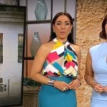 Michelle Miller’s colorful geometric print top on CBS Mornings