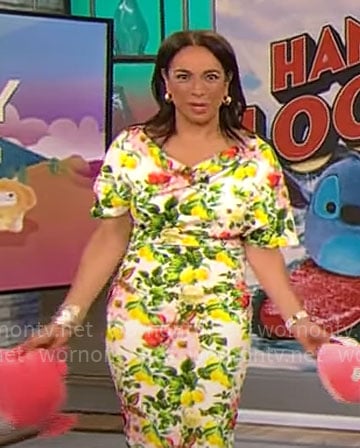 Michelle Miller’s floral lemon print dress on CBS Mornings
