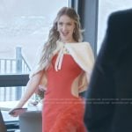 Mikayla’s red feather trim dress on The Secret Lives of Mormon Wives
