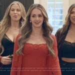 Mikayla’s red lace trim slip dress on The Secret Lives of Mormon Wives