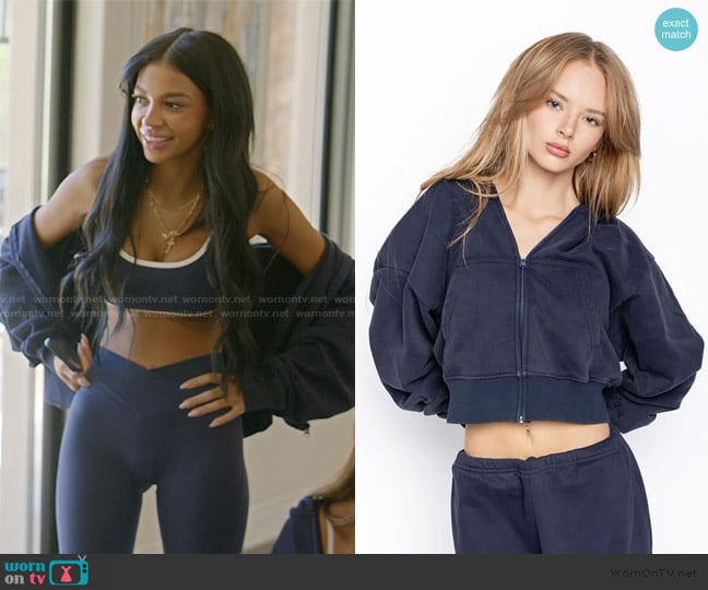 Milkstain Cropped Zip Up Hoodie worn by Layla Taylor on The Secret Lives of Mormon Wives