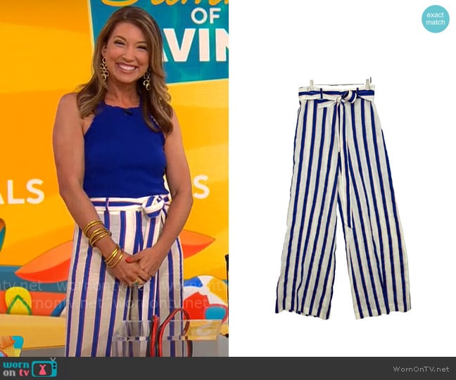 Milly Striped Linen Pants worn by Courtney Cason on CBS Mornings