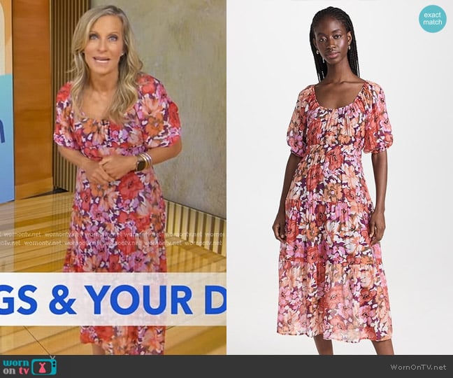 Minkpink Zanita Tiered Midi Dress in Bright Floral worn by Becky Worley on Good Morning America