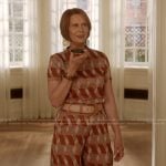 Miranda’s jacquard knit top and pants on And Just Like That
